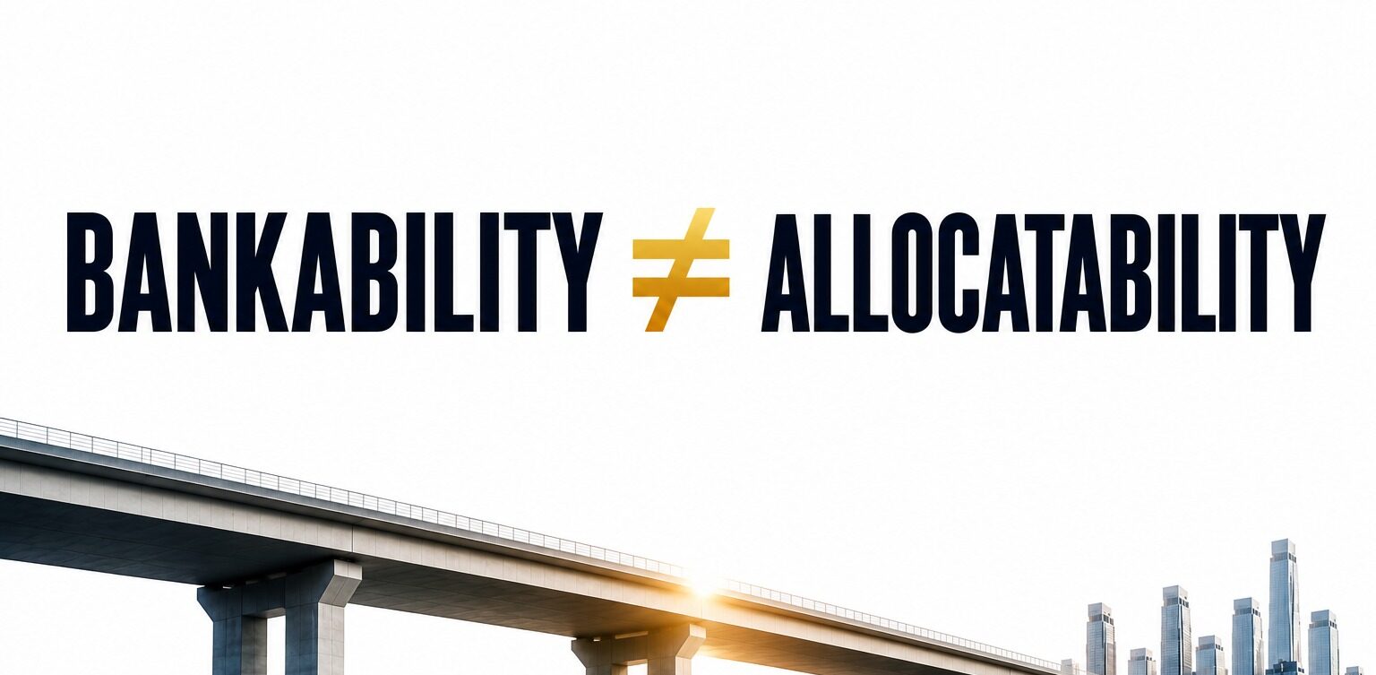 Allocatability, not Bankability, may be the Primary Constraint on Infrastructure Capital at Scale